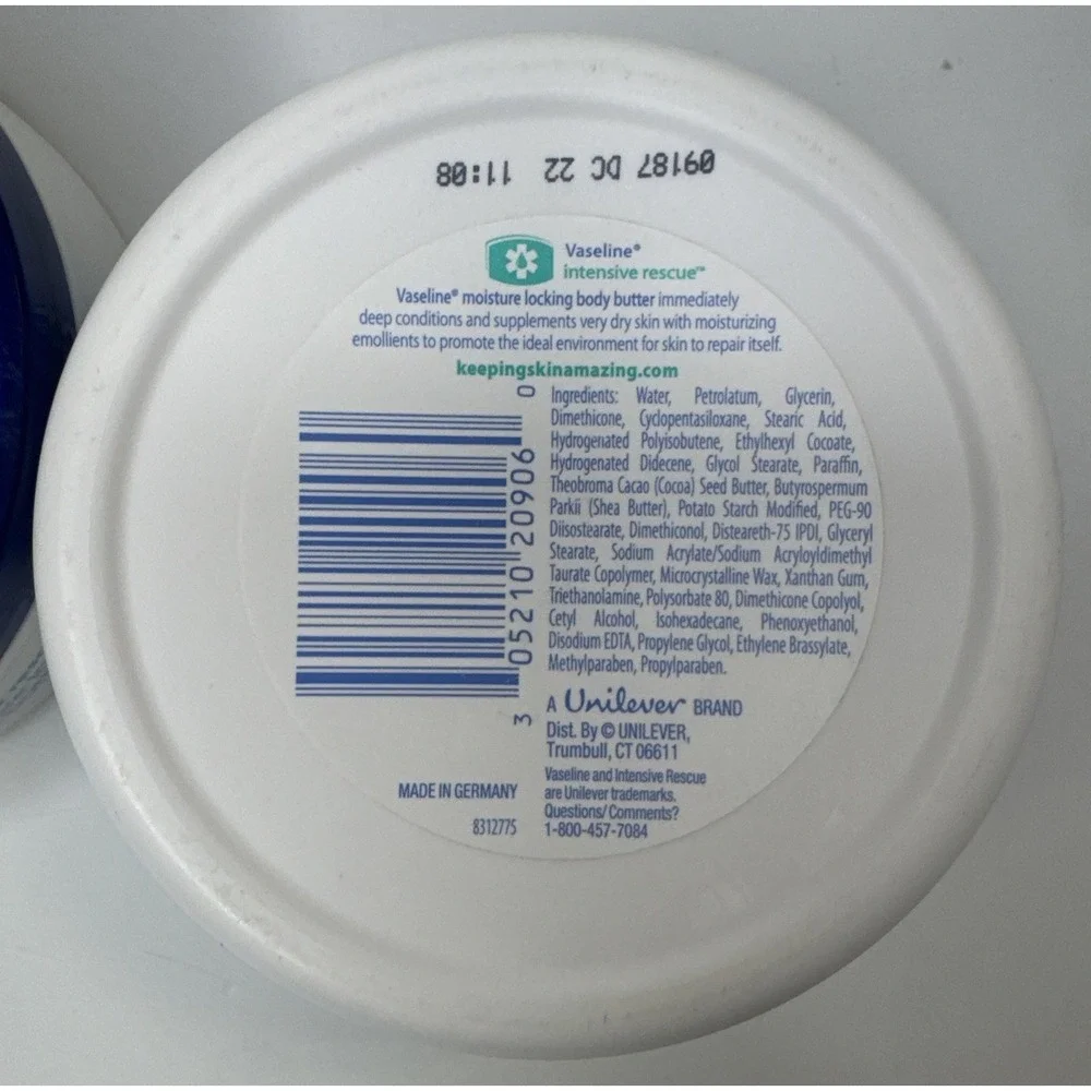 2X Vaseline Intensive Rescue Moisture Locking Body Butter Retired, 8 oz Each